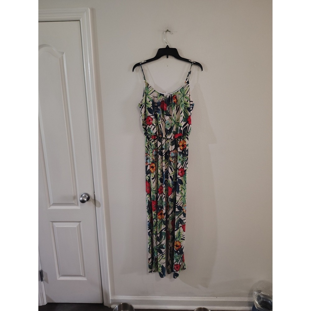 Naif Floral Tropical Jumpsuit Womens Small Multi Color Zebra Hibiscus Wide Leg